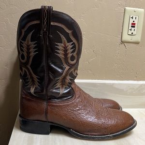 Tony Lama brown leather boots men 12
